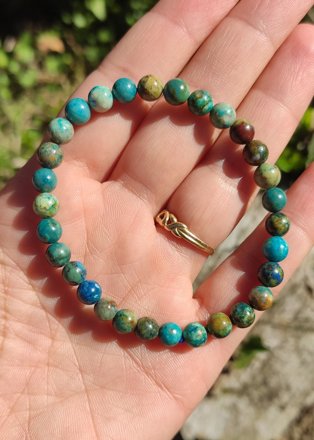 Bracelet 6mm en Shattukite Chrysocolle