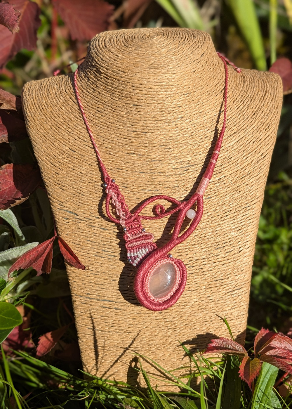 Collier asymétrique Quartz Rose