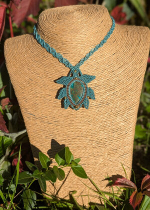 Collier micro macramé Chrysocolle