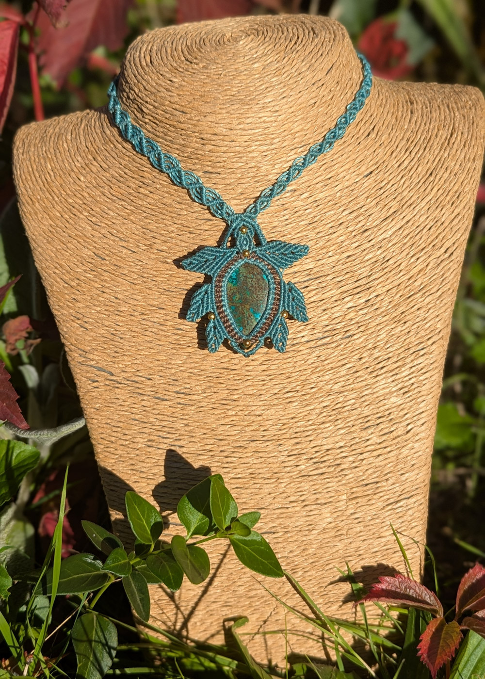 Collier micro macramé Chrysocolle
