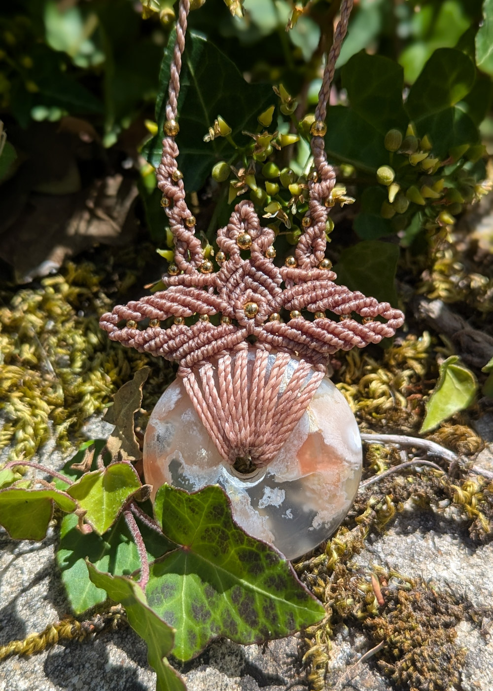 Collier Agate Fleur