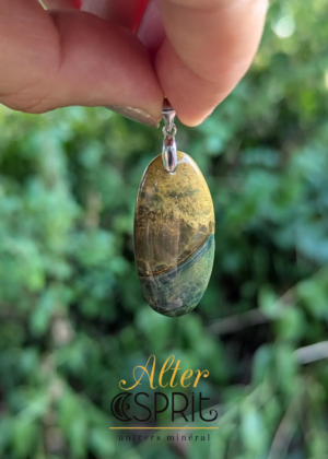 Pendentif en jaspe océan vert et jaune